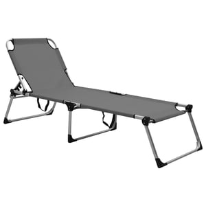

vidaXL Extra High Folding Senior Sunbed Grey Aluminium