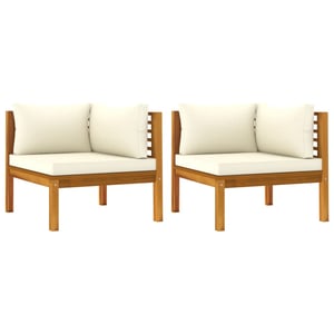 

Vidaxl Corner Sofas 2 Pcs With Cream White Cushions Solid Acacia Wood