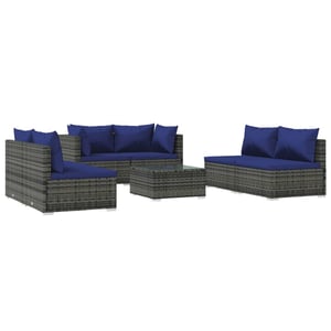 

vidaXL 7 Piece Garden Lounge Set with Cushions Poly Rattan Grey