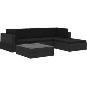 

Vidaxl 5 Piece Garden Lounge Set With Cushions Poly Rattan Black