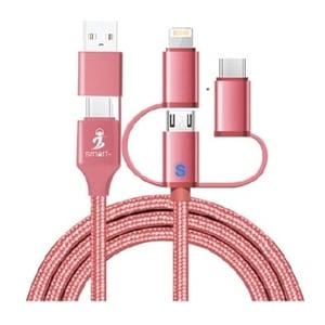 Smart Auto Stop 3 in 1 Mobile Charging Cable 1.5m Rose Gold