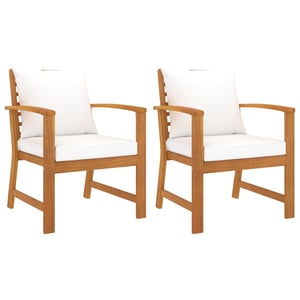 

vidaXL Garden Chairs 2 pcs with Cream Cushion Solid Acacia Wood