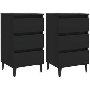 

Vidaxl Bed Cabinet With Metal Legs 2 Pcs Black 40x35x69 Cm