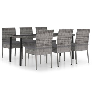 

Vidaxl 7 Piece Garden Dining Set Poly Rattan Grey
