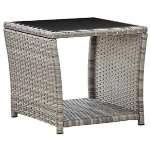 

Vidaxl Coffee Table Grey 45x45x40 Cm Poly Rattan And Glass