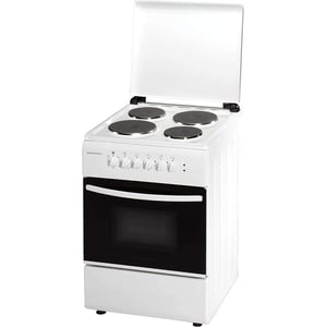 WestPoint 4 Electric Hot Plat Cooking Range Freestanding with Grill Function, 62 Liter Oven Double Glass Door, Modern Design & Space Saving White 60x60cm- WCER6604E4