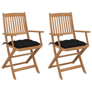 

vidaXL Folding Garden Chairs 2 pcs with Cushions Solid Acacia Wood