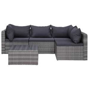

Vidaxl 5 Piece Garden Sofa Set With Cushions & Pillows Poly Rattan Grey