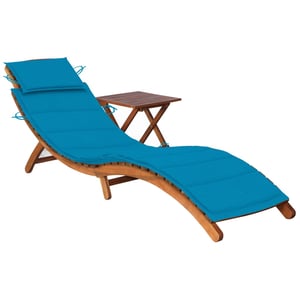 

vidaXL Garden Sun Lounger with Table and Cushion Solid Acacia Wood