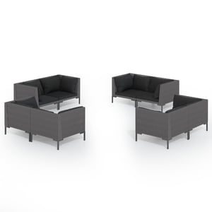 

vidaXL 8 Piece Garden Lounge Set with Cushions Poly Rattan Dark Grey