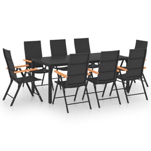 

vidaXL 9 Piece Garden Dining Set Black and Brown
