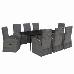 

vidaXL 9 Piece Garden Dining Set with Cushions Grey