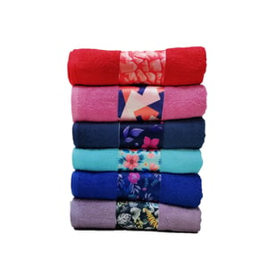 Sheep Bath Towel Plain With Printed Border Multicolor Untw00204 (pack Of 6)(70 X 140cm)