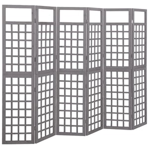 

Vidaxl 6-panel Room Divider/trellis Solid Fir Wood Grey 242.5x180 Cm