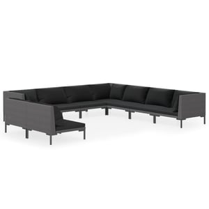 

vidaXL 9 Piece Garden Lounge Set with Cushions Poly Rattan Dark Grey