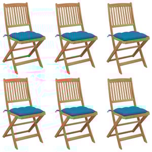 

vidaXL Folding Garden Chairs 6 pcs with Cushions Solid Acacia Wood