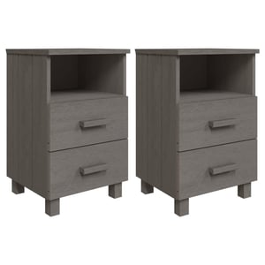 

vidaXL Bedside Cabinets HAMAR 2 pcs Light Grey 40x35x62 cm Solid Wood