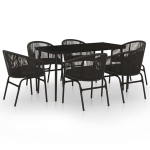 

vidaXL 7 Piece Garden Dining Set Black