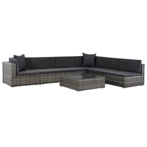 

Vidaxl 7 Piece Garden Lounge Set With Cushions Poly Rattan Grey
