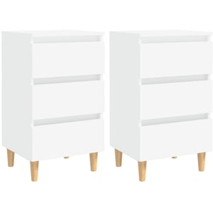 

Vidaxl Bed Cabinets With Solid Wood Legs 2 Pcs White 40x35x69 Cm