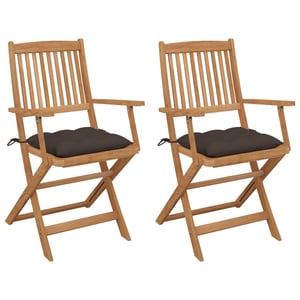 

vidaXL Folding Garden Chairs 2 pcs with Cushions Solid Acacia Wood