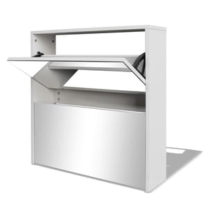 

vidaXL Shoe Cabinet 2-Layer Mirror White 63x17x67 cm