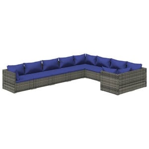 

vidaXL 9 Piece Garden Lounge Set with Cushions Poly Rattan Grey