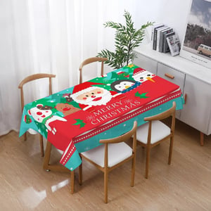 Deals For Less - High Quality Christmas Table Linen Cloth, Santa Claus Design Green Color