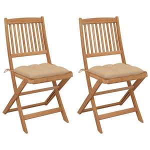 

vidaXL Folding Garden Chairs 2 pcs with Cushions Solid Acacia Wood
