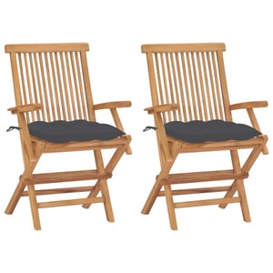 

vidaXL Garden Chairs with Anthracite Cushions 2 pcs Solid Teak Wood