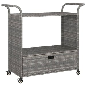 

Vidaxl Bar Cart With Drawer Grey 100x45x97 Cm Poly Rattan