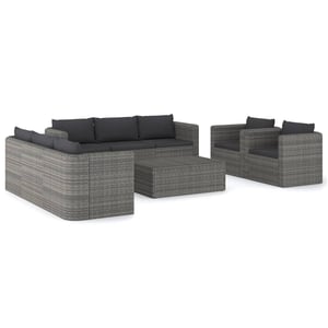 

Vidaxl 9 Piece Garden Lounge Set With Cushions Poly Rattan Grey