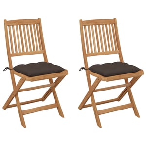

vidaXL Folding Garden Chairs 2 pcs with Cushions Solid Acacia Wood
