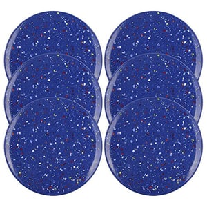 Zak Designs 9In Confetti Salad Plates, Made With Durable Eco-Friendly Melamine Material, Appetizer Serving Dinnerware, Perfect For Indoor/Outdoor Activities (Blue, 6-Piece Set, Bpa-Free)