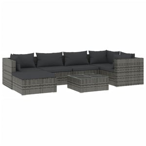 

vidaXL 7 Piece Garden Lounge Set with Cushions Poly Rattan Grey