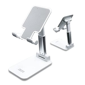 Technomounts Foldable Cell Phone Stand For Desk, Foldable Mobile Phone Holder For 3.5" - 11" Sizes (white)