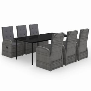 

vidaXL 7 Piece Garden Dining Set with Cushions Grey