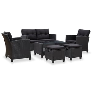 

Vidaxl 6 Piece Garden Sofa Set With Cushions Poly Rattan Black