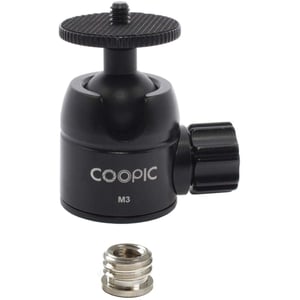 Coopic M3 Tripod Ball Head Mount Head-metal 360 Degree Pan 90 Degree Tilt Tripod Mount With 1/4 Screw For Digital Camera Compact Dslr Cell Phone Monopod Gopro Light Stand
