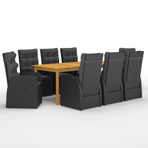 

vidaXL 9 Piece Garden Dining Set Black