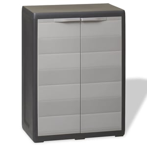 

Vidaxl Garden Storage Cabinet With 1 Shelf Black And Grey