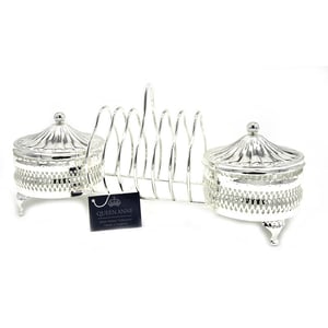 QUEEN ANNE Breakfast Set with Rack Bowl and Lid Silver