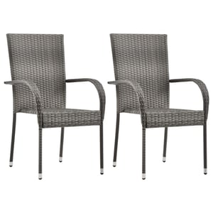 

Vidaxl Stackable Outdoor Chairs 2 Pcs Grey Poly Rattan
