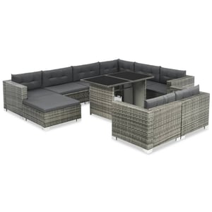 

Vidaxl 10 Piece Garden Lounge Set With Cushions Poly Rattan Grey