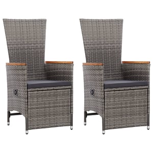 

vidaXL Reclining Garden Chairs 2 pcs with Cushions Poly Rattan Grey