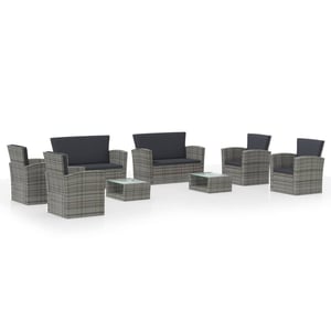 

vidaXL 8 Piece Garden Lounge Set with Cushions Poly Rattan Grey