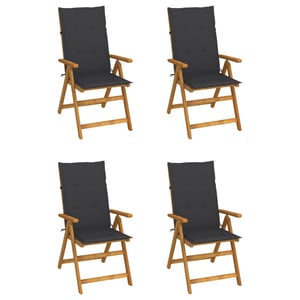 

vidaXL Garden Reclining Chairs 4 pcs with Cushions Solid Acacia Wood