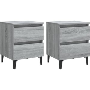 

Vidaxl Bed Cabinets With Metal Legs 2 Pcs Grey Sonoma 40x35x50 Cm