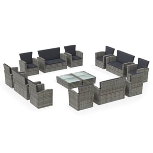 

vidaXL 16 Piece Garden Lounge Set with Cushions Poly Rattan Grey