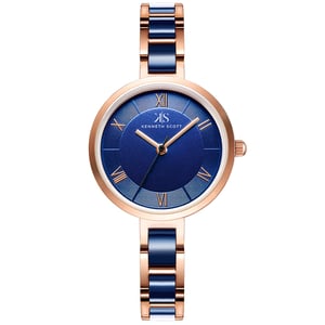 

Kenneth Scott Women's Analog Blue Dial Watch - K22521-KCNN